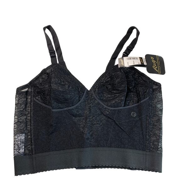 Rago Women's Long Line Bra Style 2202 Black Lace 46B - Picture 1 of 6